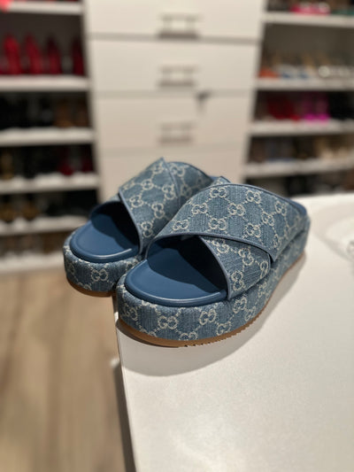 Denim Gucci Slides - Size 42
