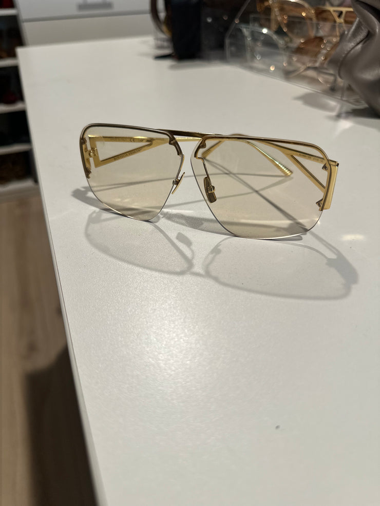 Bottega Veneta Geometric Aviator Sunglasses – Gold Frame
