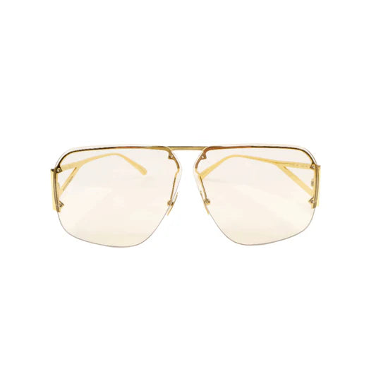 Bottega Veneta Geometric Aviator Sunglasses – Gold Frame